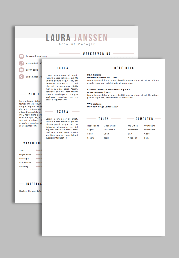 CV Template 12 - Voorbeeld CV Account Manager | De Leydsche